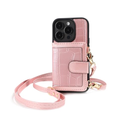 Portefeuille en cuir PU à bandoulière et porte-cartes antichoc pour iPhone 13 Pro
