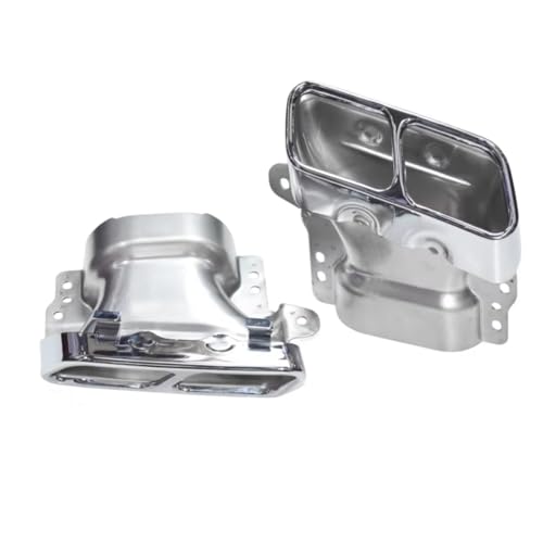 Terminales de escape para Benz CLA45 GLA45 de acero inoxidable con boquilla cuadrada plata 2