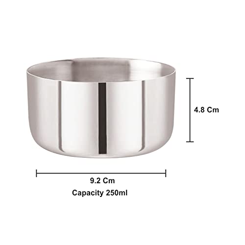 Image of neelam Stainless Steel 6, 22 Gauge Sadi 250 ml Vati, Set of 6, Dinner Bowl Katori Serving Vati, Durable Quality, Elegant, Perfect for Serving Snacks, Desserts, and Condiments,Sliver
