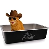 Miauff® Edelstahl Katzenklo Wanne 39×59×15 cm – Hygienische, geruchsfeste Katzentoilette – Rostfrei, leicht zu reinigen, modernes Design (schwarz)