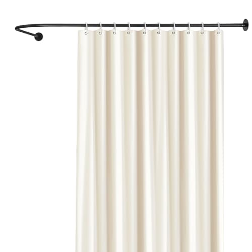 Duschvorhangstange Ohne Bohren Edelstahl Eck Duschstange L Form Verstellbare 70-95x105-165cm Duschvorhang für Badezimmer Badewanne Toiletten (Schwarz)