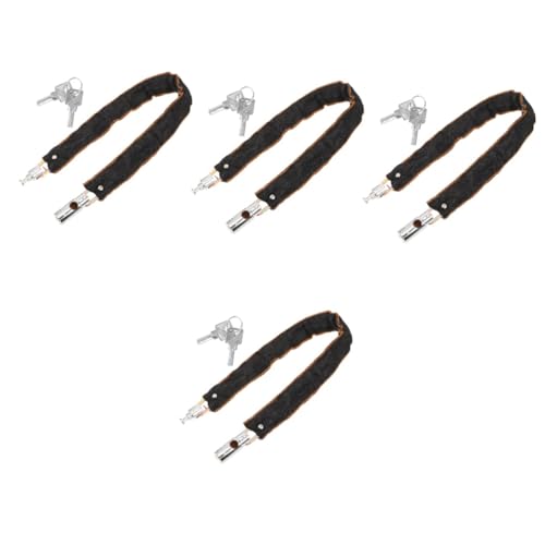 ibasenice 4pcs Outdoor Bike Lock Chain with Keys Heavy Duty Theft Protection for Bicycles Motorcycles and Scooters and Scratch Design Long
