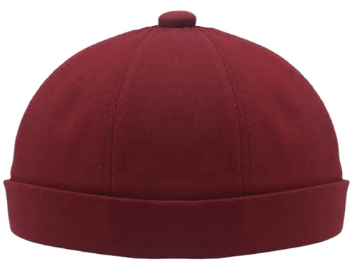 JAZAA Unisex Leather Beanie Skull Caps (bs 556_Maroon_Free Size)
