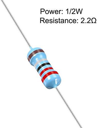 sourcing map 100Pcs 2.2 Ohm Resistor, 1/2W 1% Tolerance Metal Film Resistors, Lead, 5 Bands for DIY Electronic Projects and Experiments