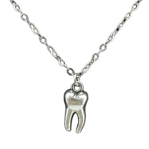 Collier de dents pour look de festival et soirée underground avec chaîne à clavicule