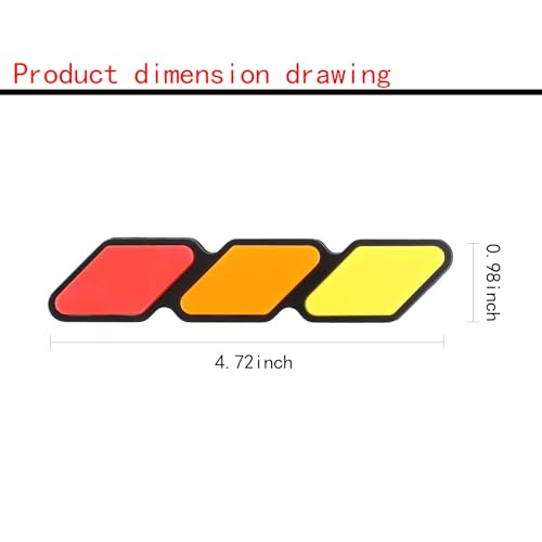 Image of 1 PC Car Slotted Grille with Three Color Markings, 4.72 inch x 0.98 inch Thickened Center Grille Personalized Markings, Modification Accessory, for Toyota Tacoma 4runner Tundra (Yellow & Orange & Red)