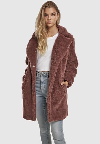 Urban Classics Damen Ladies Oversized Sherpa Coat Mantel, Rosa (Darkrose 01472), Medium (Herstellergröße: M)