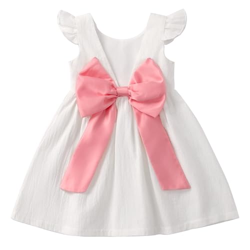 Baby Girl Dress Toddler Girl Clothes Halter Backless Big Bow Sleeveless Solid Color Summer Dresses