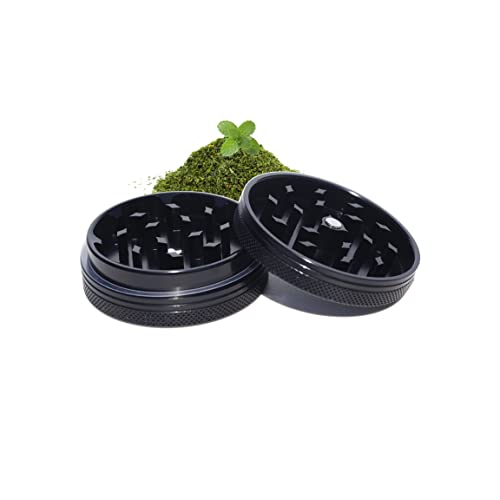 Small Thin Herb Chrome Crusher Grinder 2 inch (Black Color)