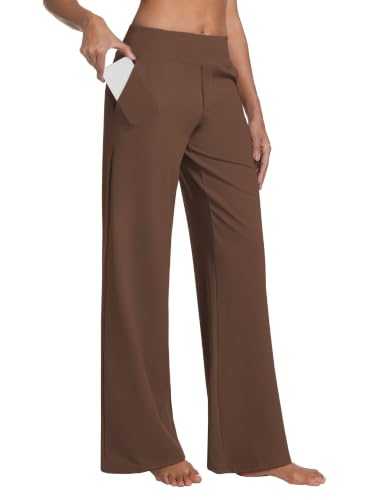 Image of BUBBLELIME Women High Waist Wide Legs Yoga Pants Loose Sweatpants Pockets | 29 inch /31 inch /33 inch /35 inch /37 inchInseam,2 Styles / Dress /Basic,Lounge,Comfy,Stretch Casual Work