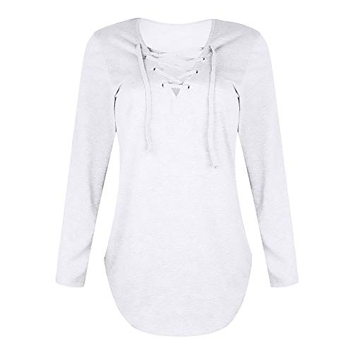 Xmiral-Donna-Pullover-Top-t-Shirt-Autunno-Manica-Lunga-Camicetta-Scollo-a-V