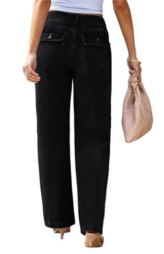 Image of Wide Leg Jeans for Women High Waist Stretch Cargo Denim Pants