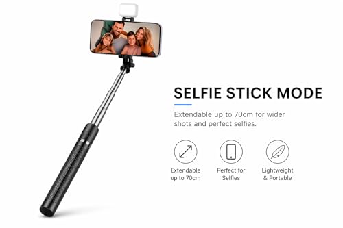 Image of EDNITA E9+ Selfie Stick Tripod with Light, 67 inch /170CM Reinforced Tripod for Mobile Phone, Multi-Functional Bluetooth Long Selfie Stick for Travel,Vlogging,Compatible with iPhone & All Smartphones