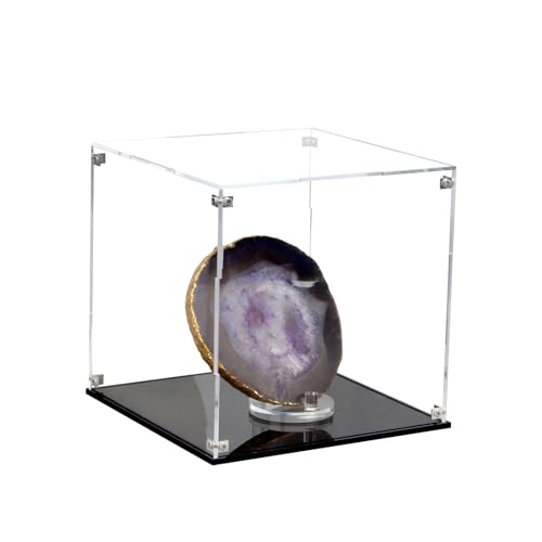 Image of 8x8x8Inch Clear Acrylic Display Case for Collectibles Assemble | Cube Box Dustproof Protection Showcase with Black Base, Alternative Glass Case for Display Figures Toys Home Storage Box