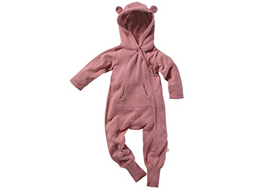 Bio Baby Overall Strickanzug mit Kapuze 100% Bio-Baumwolle (kbA) GOTS zertifiziert, Dunkelros&eacute; Melange, 74/80