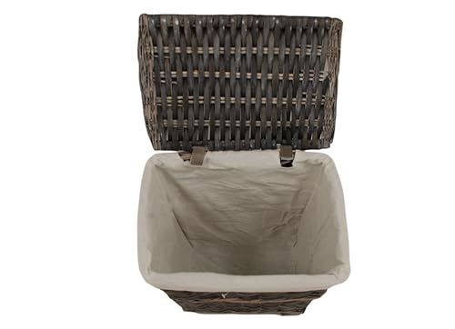 simpa Rectangular Willow Wicker Linen Laundry Storage Basket Hamper Set with Lid - 3PC Small, Medium & Large Basket Set - Image 5