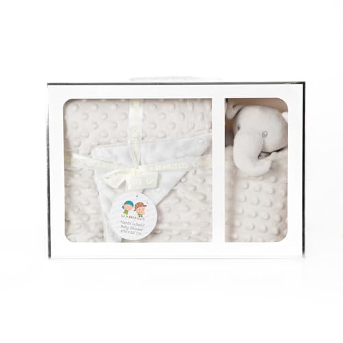 variouss Set Manta + Dou Dou Elefante para bebé Recien Nacido (Gris)