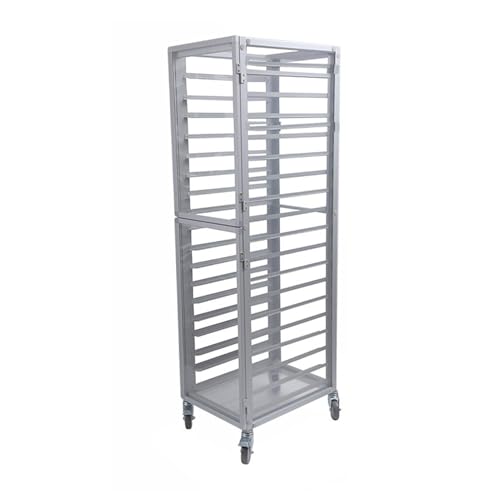 15-Tier Bakery Rack with Brake Wheels,Aluminum Racking Trolley Storage,Commercial Sheet Pan Cooling Rack,for Pizza Bread Baking(20-Tier)