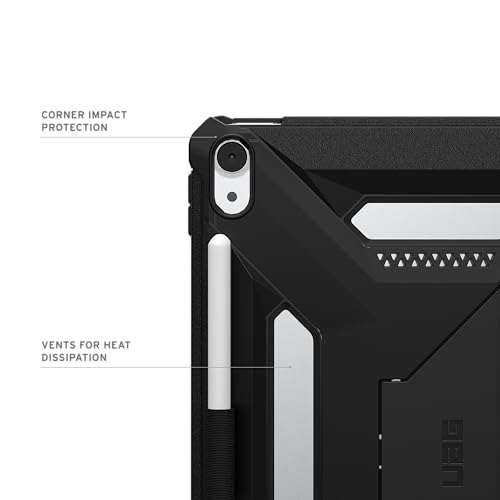 Image of Urban Armor Gear UAG Designed for iPad Air 11 inch Case (8th /7th /6th Gen, M5 /M4 /M2) (A3360, A3361, A3362) Scout Plus Rugged Protective Cover with Kickstand and Pencil Holder - Black
