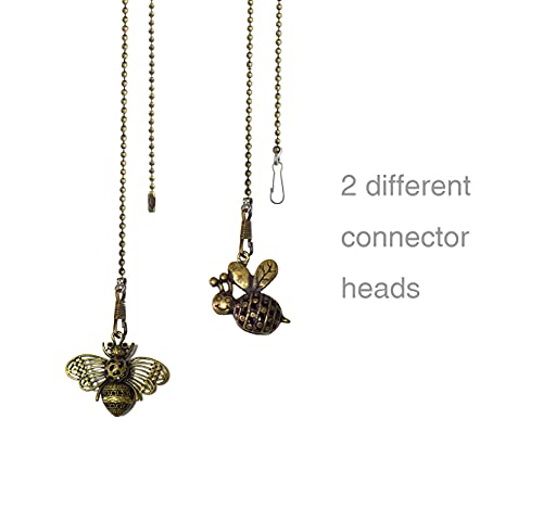 Image of 6 Pcs 15 inch Vintage Bee Out Charm Pendant Ceiling Fan Danglers Fan Pulls Chain Extender with Ball Chain Connector (Bee)