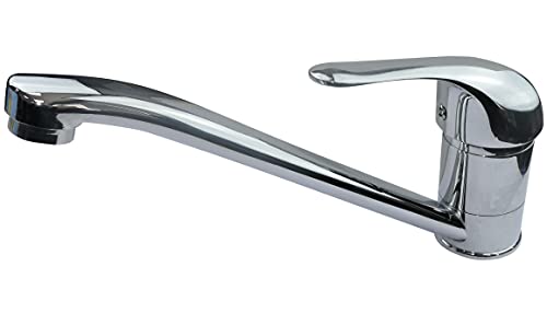 AERZETIX - C50162 - Mitigeur de cuisine bec long mobile/orientable à 360° avec cartouche en céramique - robinet mitigeur pour évier de cuisine