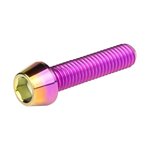 Image of Titanium Ti Bolt M5x9 16 18 20 25 30 35 40 45 50 55 60mm Tapered Head Screws Pack of 4 (M5x25mm, Purple Gold)