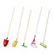 Rekord Kinder Gartengeräte Set 5-teilig (Schaufel (Gelb), Spitzspaten (Rot), Rechen (Grün), Besen (Grün), Laubbesen (Lila)- Metall - Holz-Stiel (76cm) Gartenspielzeug, Gartenset, Kinder-Gartenwerkzeug