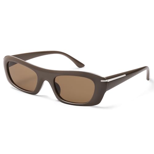 Retro Trendy Rectangle Sunglasses for Women Vintage 90s Style Small Narrow Sun Glasses AP3737