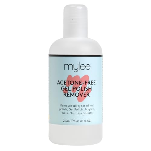 Mylee Removedor de esmalte de uñas de gel sin acetona, 250 ml, profesional soak-off, suave para las uñas, elimina gel, gel de construcción, barniz y acrílico, vegano, libre de crueldad