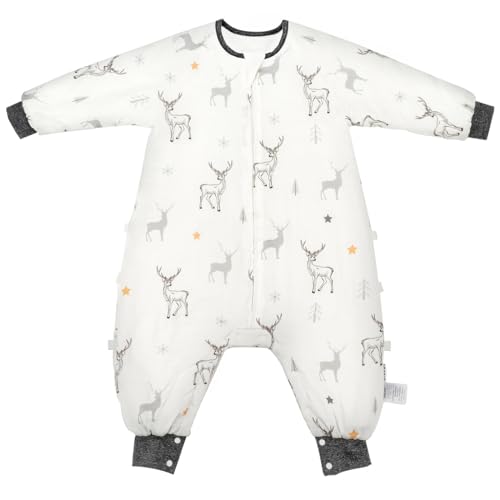 ZIGJOY Baby Sleeping Bag with Legs, 2.0 TOG Baby Sleeping Bag Soft Bamboo Cotton Baby Sleep Sack with Feet for Toddler Autumn Winter 24-36 Months, Deer