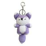 Wikorunwa Crochet Keychain Cute Fox Keychain Knitted Bag Purse Backpack Charms for Women Girls Cute Kawaii Accessories Handmade Gift(purple)