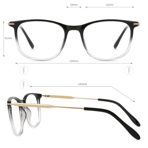 Image of Firmoo Blue Light Glasses for Women Men, Reading Glasses 0.0x-3.0x, Ultra Light Square Frame, Premium TR90 & Metal Blend