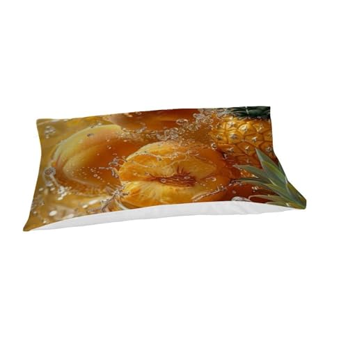 Taies d'oreiller garcon housse de couette single peach fruits microfibre 135x200 - 7