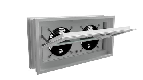 Ventilador extractor de ventanilla Hopper 1608 para ventanas de bloques de vidrio, sótanos, cobertizos, cabañas, casas pequeñas y garajes miniatura 1