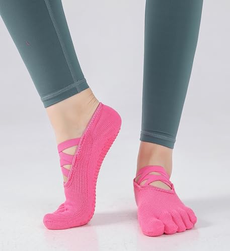 Image of SPENCIAL'S Women Non Slip Yoga Socks With Grips,Cotton Pilates Sports Athletic Dance Short Socks for Girls Ballet Pratice
