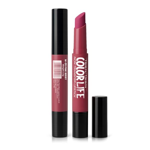 Image of TEEN TEEN Color Life Nontransfer Crayon Lipstick |Matte Finish with Built-in Primer |Waterproof & Long Lasting Lip Color |Smudge-Proof, Fade-Resistant Formula |Combo Color (Pink Berry, Coral Red)