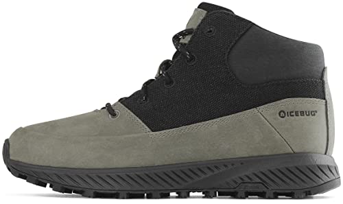 Icebug Larvik Hemp Biosole Hemp/Leather Midcut Walking Shoe with Grip Sole, Pine Grey/Black, 10.5