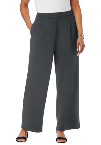 Jessica London Women's Plus Size Stretch Knit Crepe Wide Leg Pant