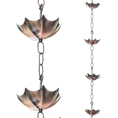 Topadorn 6 FT Metal Rain Chain with 8 Cups, Functional and Decorative Replacement for Gutter Downspouts, Umbrella & Bell Rain Chain for Home, Garden, and Outdoor Use