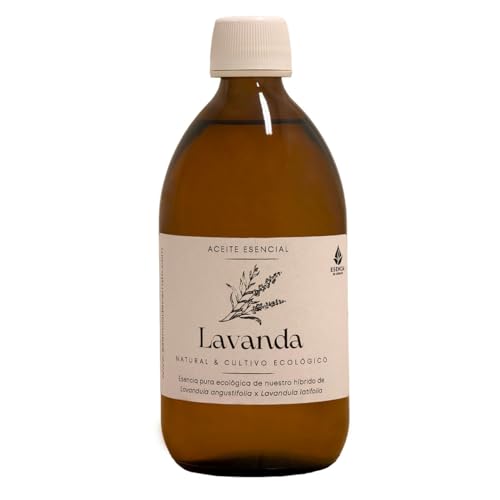 Esencia de Cerrato: Aceite esencial de Lavanda ecológico. 500 ml. 0,5l. Producido en España (Cerrato Palentino). Destilado por arrastre de vapor. Único con Registro Sanitario Alimentario Español
