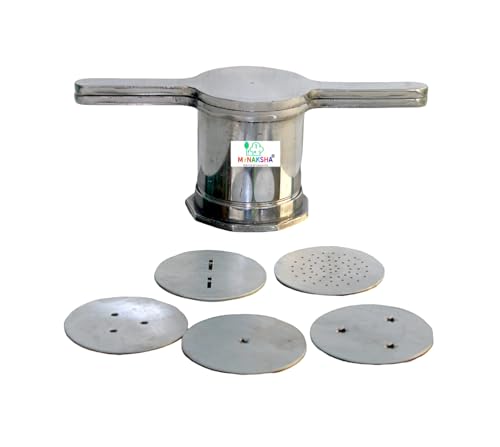 Image of MYNAKSHA Alumunium Murukku Maker | Muruku Achu | Chakli Sev | Sancha Ribbon Pakkoda Murkul Kitchen Dough Press | Janthikulu Maker | Idiyappam Gathiya with Set of 5 Different Plates