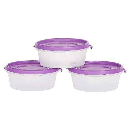 Image of Cutting EDGE Nesterware 500ml Stackable Food Container (Set of 3, Purple) | BPA-free plastic, stackable design, leak-proof, kitchen storage, pantry, fridge, meal prep, reusable, travel use