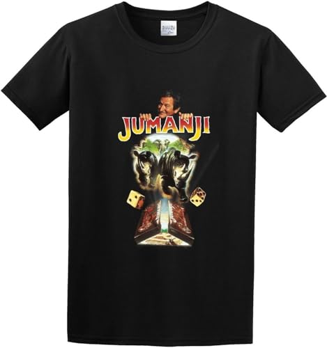 TKYSJXLZ Jumanji Robin Williams Retro Adventure Movie Black Mens T Camicie e T-Shirt(Large)