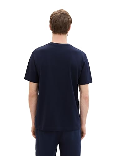 TOM TAILOR Herren Klassisches T-Shirt mit Piqué-Struktur, sky captain blue, S – Ansicht 3
