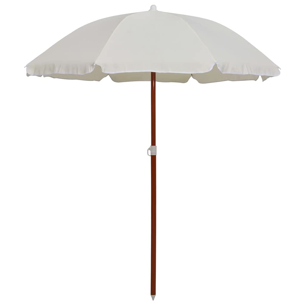 Parasol ogrodowy Piaskowy stalowy słup 180 cm, tkanina poliestrowa odporna na promieniowanie UV i blaknięcie, okrągła osłona chroniąca przed słońcem, solidna konstrukcja z 8