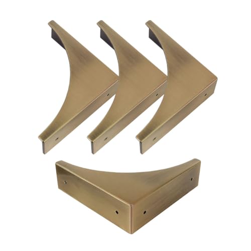 Sutfmwe Metal Corner Protector 4 Pcs - Decorative Corner Brackets for Furniture, Wood Box, Desks, Wooden Frame, Brass Zinc Alloy Table Corner Protectors (Retro Brass)