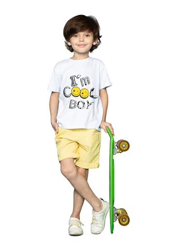 Image of Yazh Texworld Boys Round Neck Blended Cotton T-Shirts | Regular Fit | Half Sleeve | Casual Wear | Trendy | Combo Pack of 5 | Multicolor | Soft, Durable, and Stylish for Everyday use
