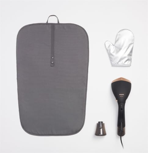 Philips 7000 Series Handheld Steamer - 1500W, 28g/min Continuous Steam. Optimal Temp. Metal Soleplate, 100 ml + 200 ml Detachable tank. Glove/StyleMat Included, Black (STH7060/86)