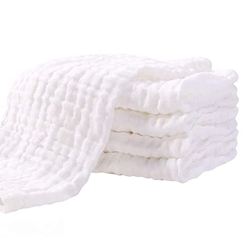 MINIMOTO Baby Musselin Waschlappen 50x28cm 5 Stücke Baby Gesichtstücher Baby Spucktücher Baby Wipes (Weiß) Cover