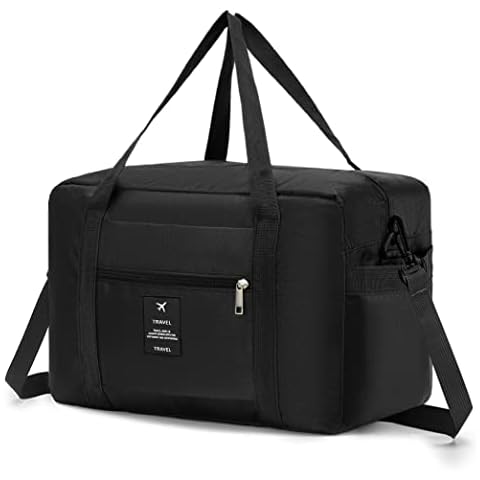 BAGZY Cabin Bag 40x20x25 Ryanair Foldable Travel Duffel Bag Luggage Small Underseat Cabin Bag Sports Holdall Gym Waterproof Carry on Bag Lightweight Overnight Weekender Shoulder Bag Handbags (Black) Cover